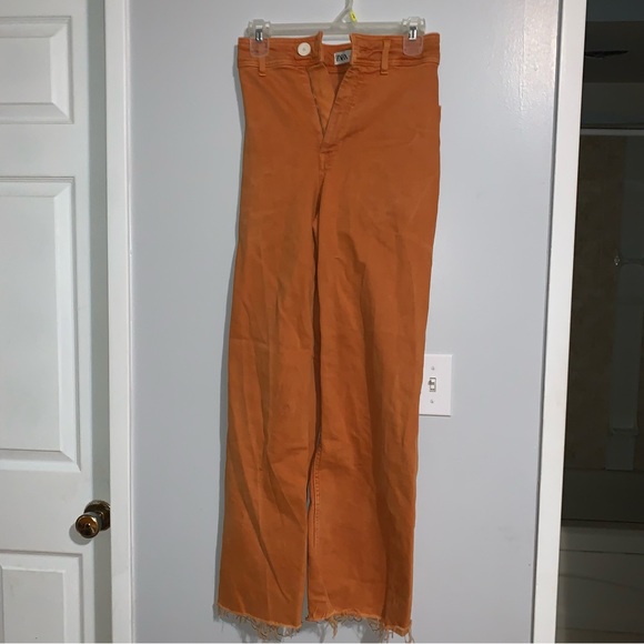 Zara Wide Leg Orange Jeans - Picture 3 of 4